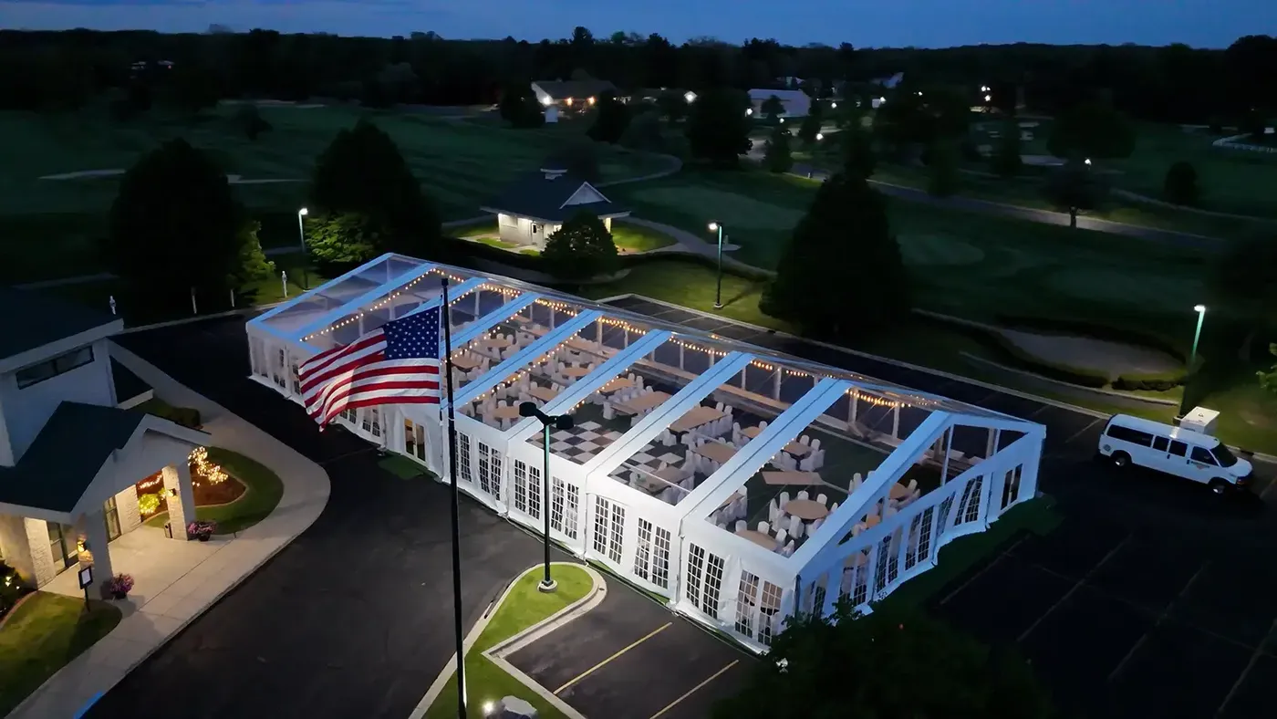 Clear top structure tent rental for elegant events in Michigan