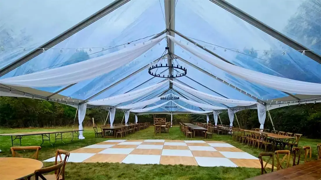 Birch & White Checkered Dance Floor rental in Michigan