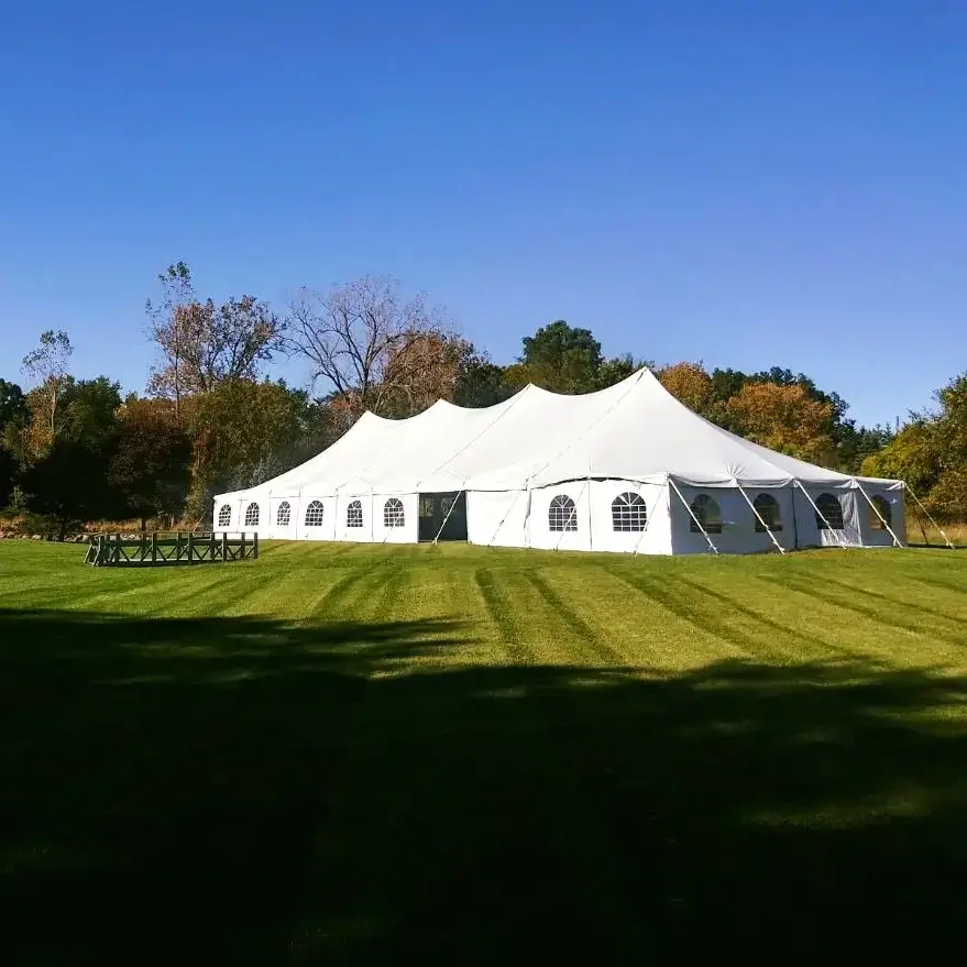 Large canopy pole tent rental for backyard party in West Bloomfield Michigan