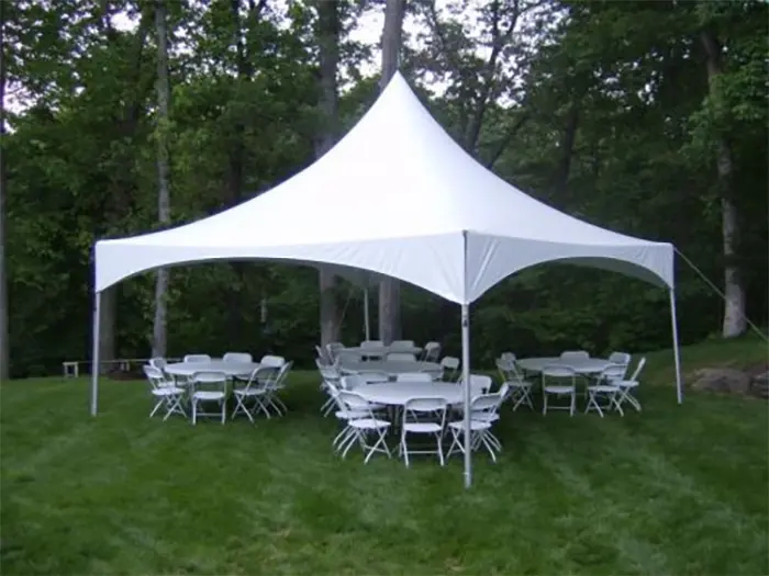 Small frame tent rental setup for graduation party events