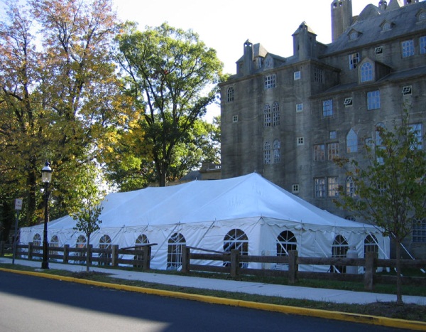 30 by 75 high-peak pole tent wedding in Ann Arbor, MI by Knights Tent & Party Rental