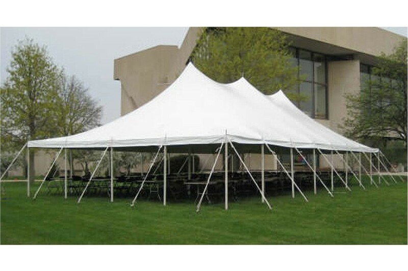 30 by 60 high-peak pole tent corporate event in Birmingham, MI by Knights Tent & Party Rental