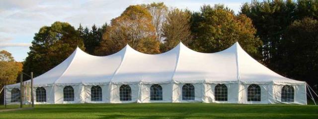 High-peak pole tent wedding in Bloomfield Hills, MI by Knights Tent & Party Rental