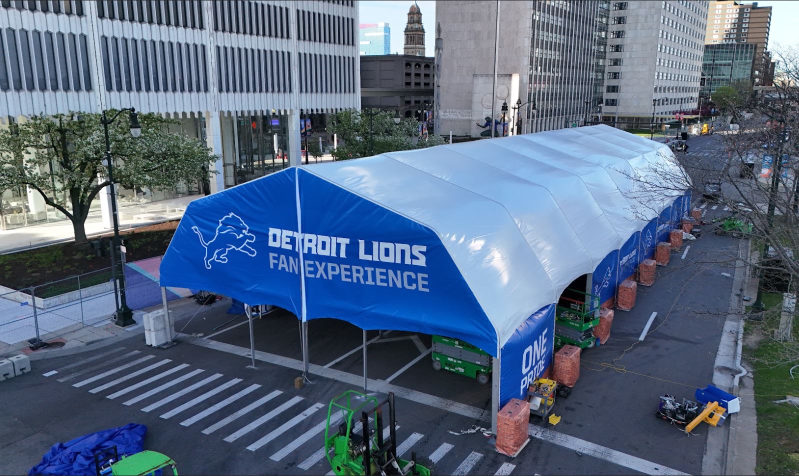 Dome tent for the NFL Draft Detroit Lions fan experience in Detroit, MI by Knights Tent & Party Rental
