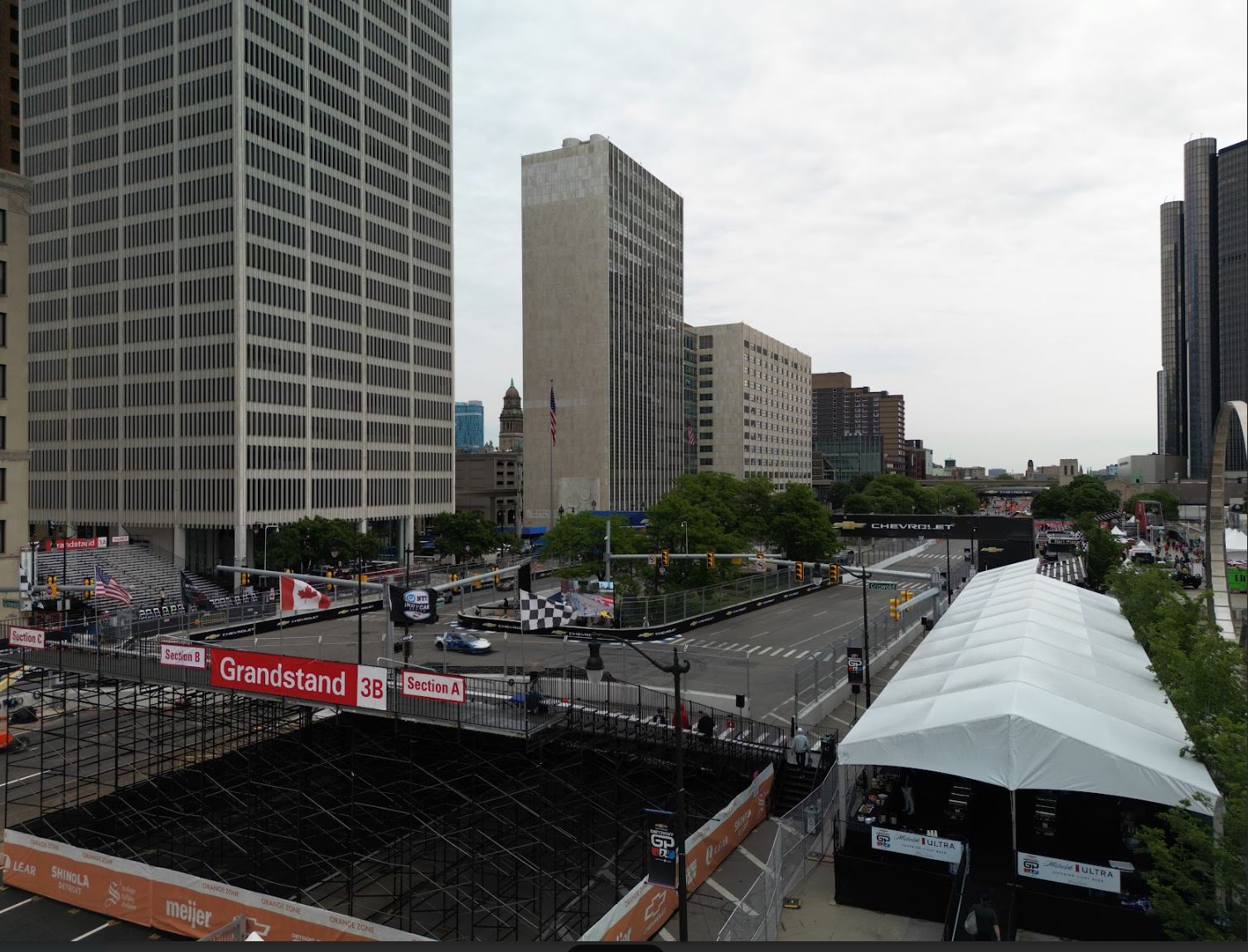 Event tents at the Detroit Grand Prix in Detroit, MI by Knights Tent & Party Rental
