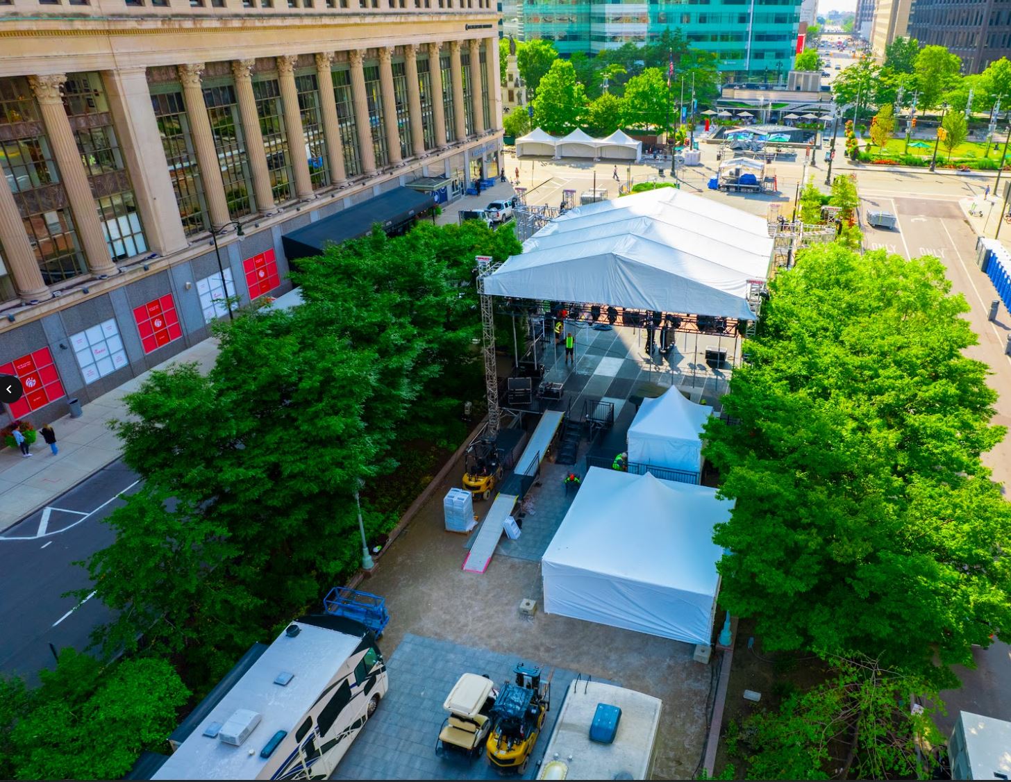 Stage tents at the Detroit Jazz Festival in Detroit, MI by Knights Tent & Party Rental
