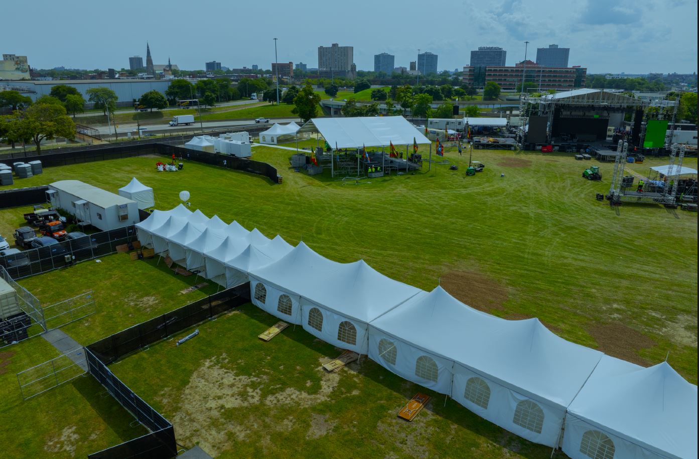 Vendor tents at a festival in Detroit, MI by Knights Tent & Party Rental