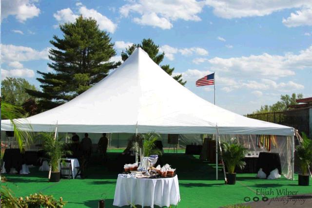 40 by 40 high-peak tent corporate event in Novi, MI by Knights Tent & Party Rental
