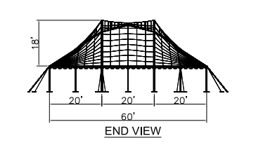 60x60 Wide Pole Tent Plan End