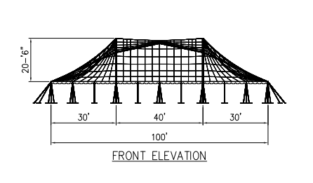 100x90 wide Pole Tent Plan Front