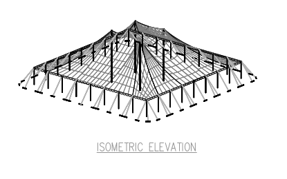 80x90 Pole Tent Plan Isometric