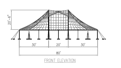 80x90 Pole Tent Plan Front