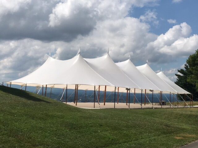 60 wide sailcloth tent next to water