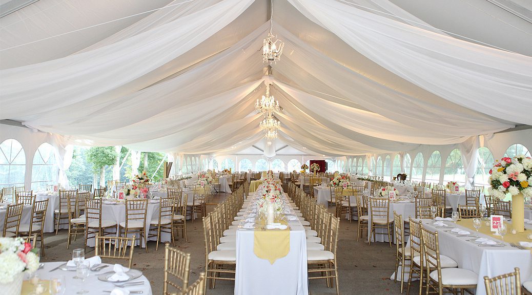 40 wide frame tent with swag drapery