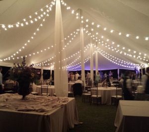 wedding canopy tent with bistro lighting
