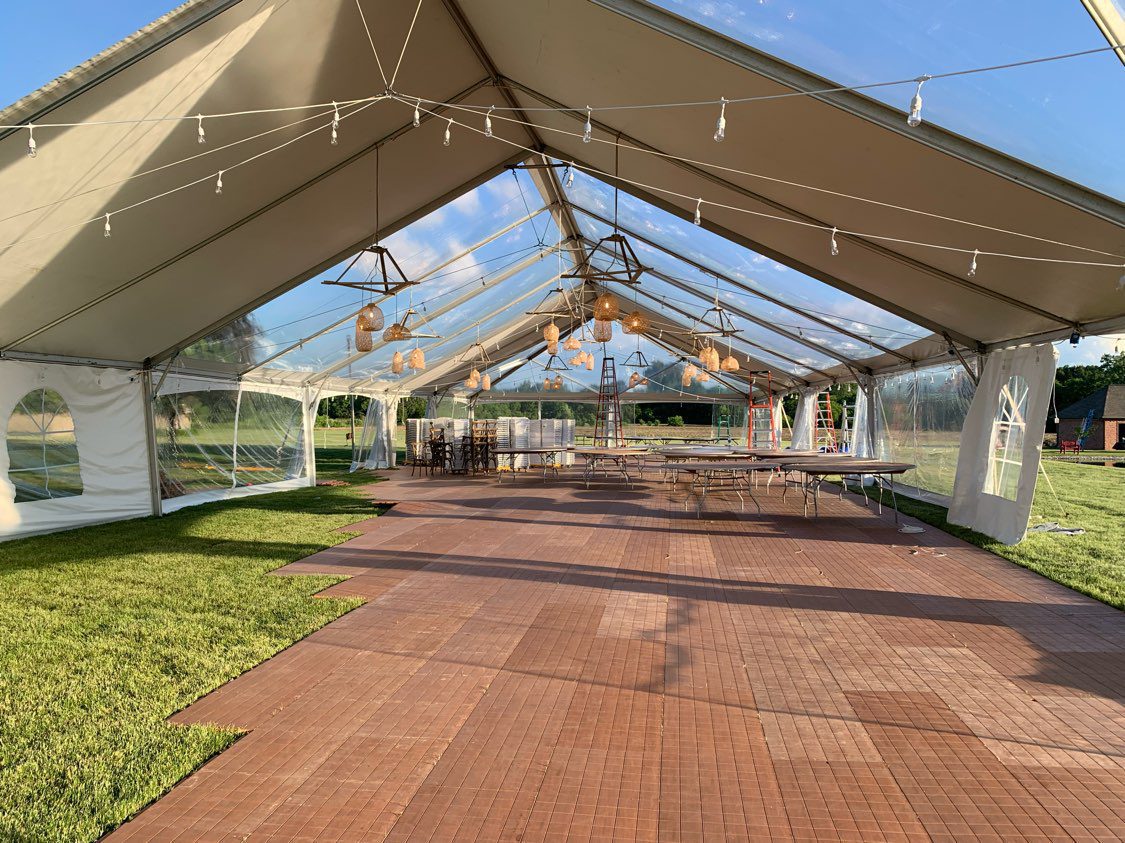 frame wedding tent with flooring