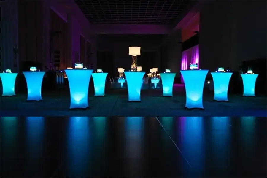 Cocktail and table lighting with LED rentals in southeast Michigan and Metro Detroit